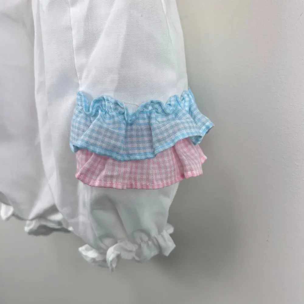 Vintage Pastel Ruffle Bow Sunsuit Romper 6-9 Months